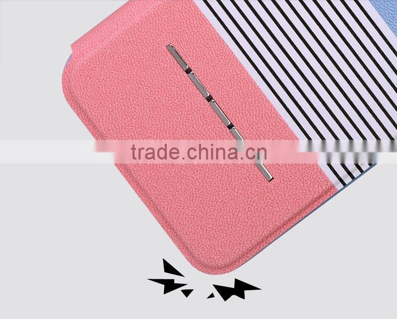 Striped Pattern Design Mobile Phone Case Assorted colours Standing Leather Case For iPhone 6