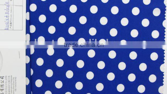 best selling product white dot on dark blue poly milk fiber fabric Spandex Fabric 4way strentch