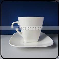 V shape 12oz Ceramic cheap plain white coffee mug