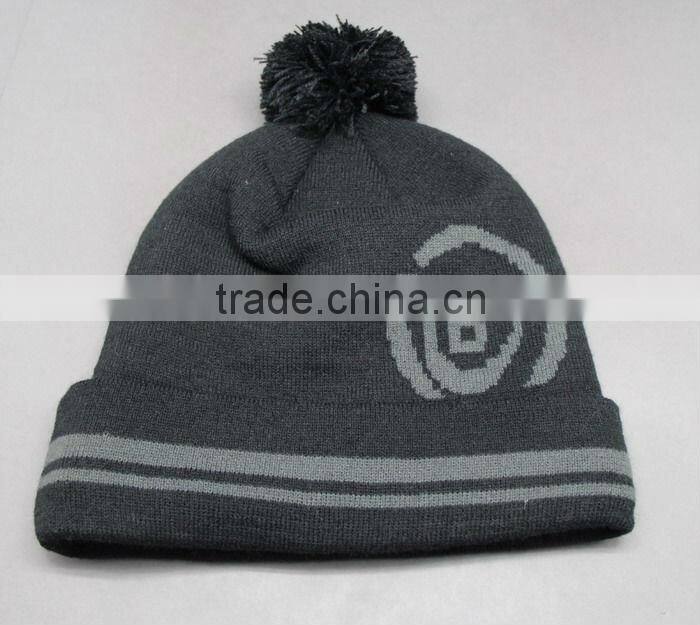 100%ACRYLIC BEANIE HAT WITH POMPOM