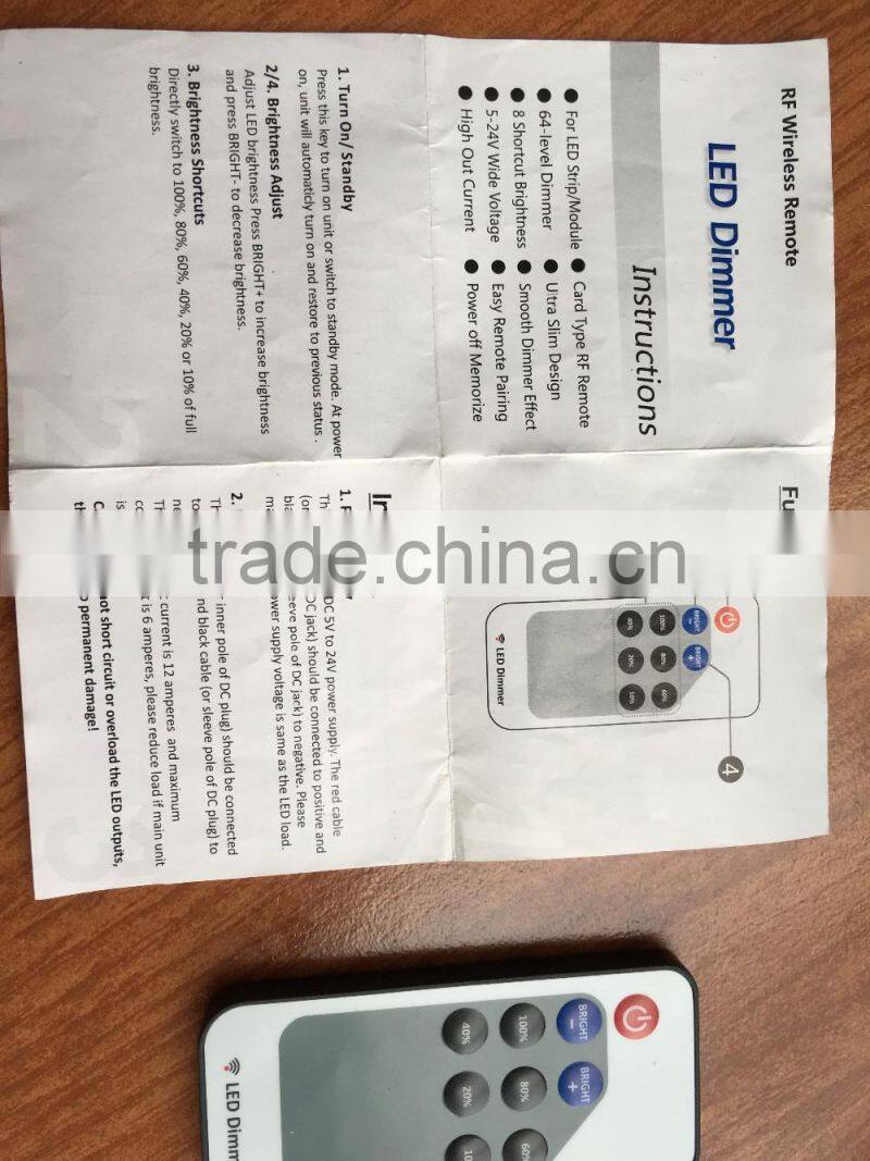 Mini Controller RF Wireless Remote Controller 12A DC 5~24V for 5050 Led RGB Strip