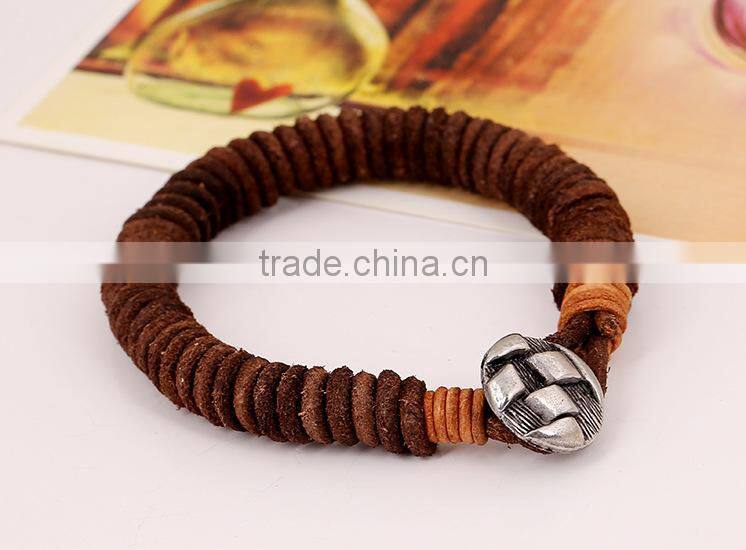 fashion Leather Bracelet Punk Rock Wristband Bangle Leather Bracelet Mens Boys Bracelet