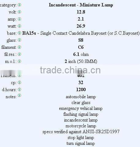 S25 1034 12V21/5W miniature auto bulbs