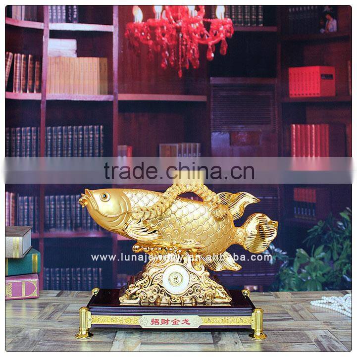 Gold Color Chinese Fengshui fish statue ,resin animal statue for home decoration