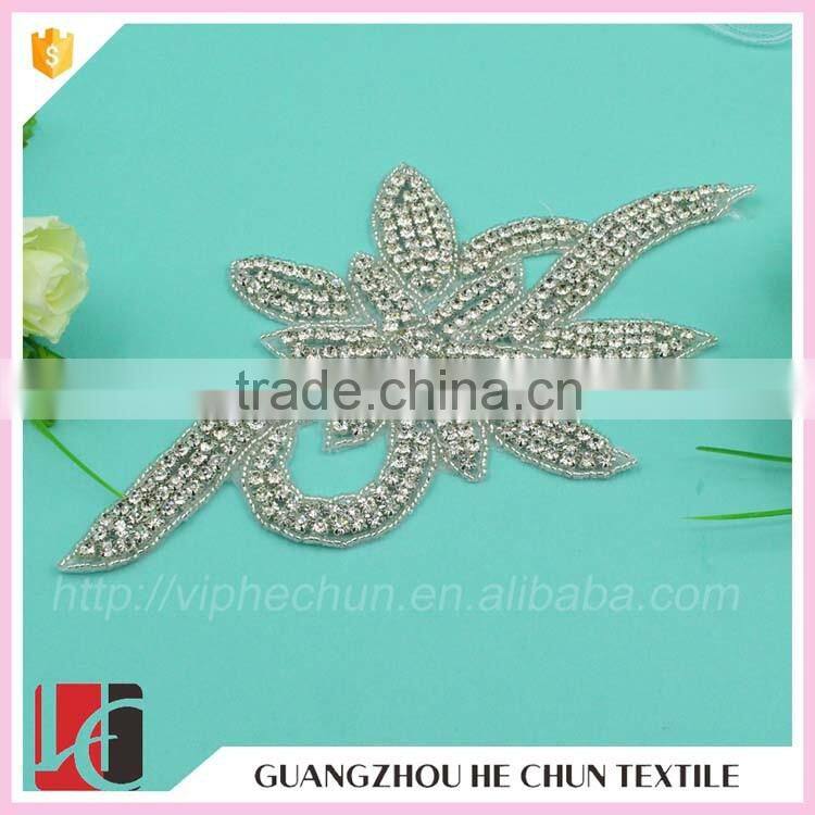 HC-3482 Hechun Hot Fix Crystal Beaded Lace Applique for Bridesmaid Dress
