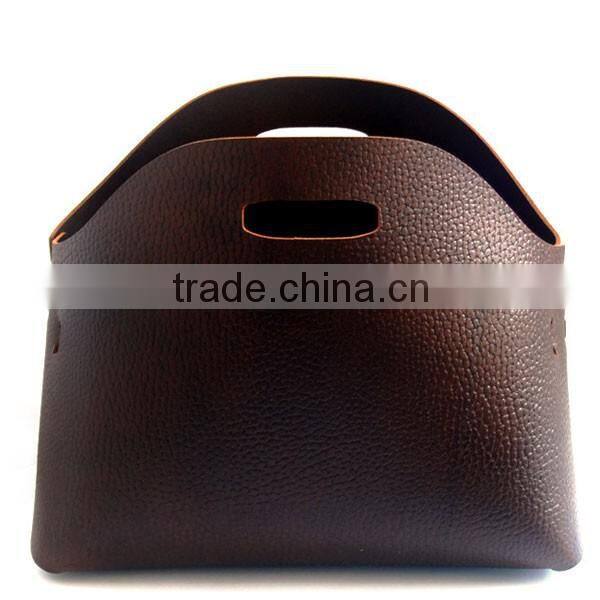 High quality leather storage basket genuine leather magazine rack leather bin