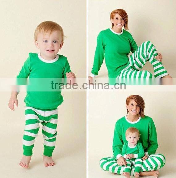 family cotton christmas pajamas with stripe red/green/blue