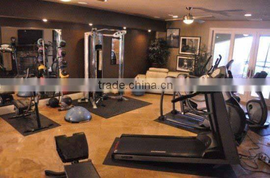 Gym flooring: eco-friendly exercise equipment mat of high quality recycled rubber and EPDM flecks, shock absorbent