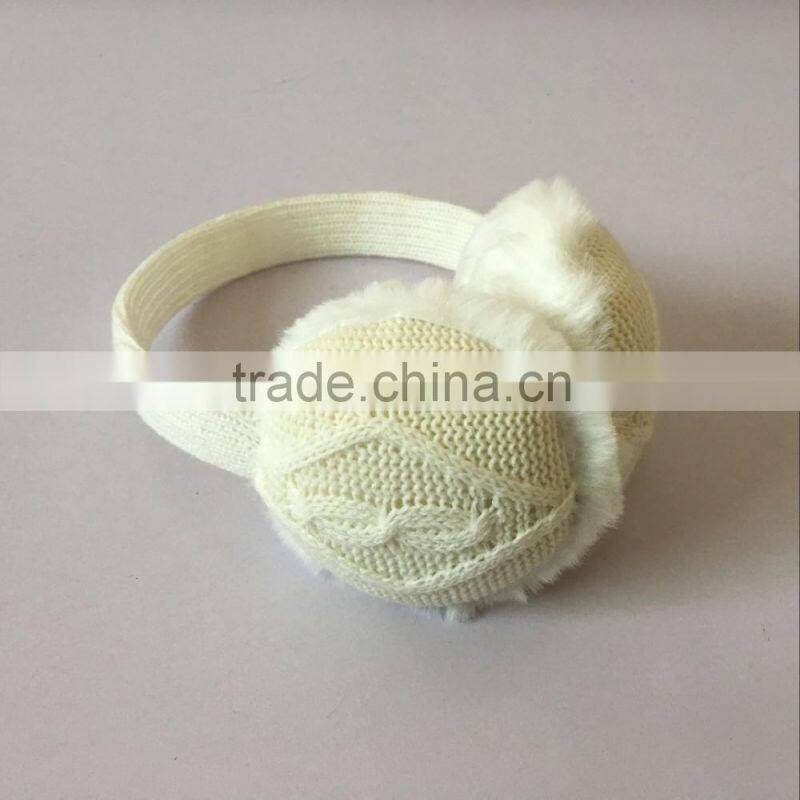 Adult unisex knitted earmuff fur with geometric pattern for male and female outdoor active wearing accessories