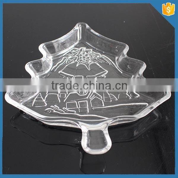 New products clear glass christmas tree plate