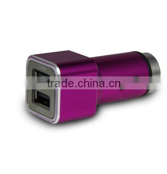Colorful Aluminum Dual USB Car Charger Escape Equipment Metal Safety Hammer Shape Car Charger For Mobile Devices