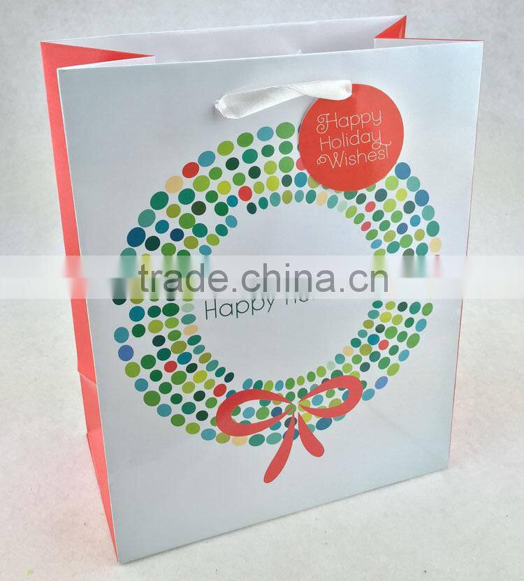 Christmas Medium Bag Gift Bag White satin Ribbon and tag