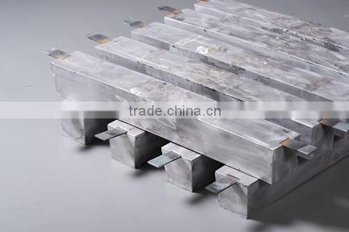 Aluminum anode for ship hull double insert