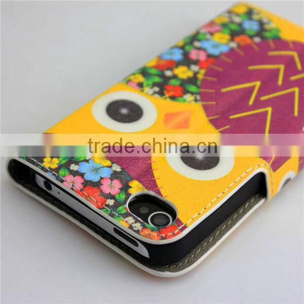 Cute Cartoon Owl Stand Wallet Flip pu Leather bumper case for htc desire eye