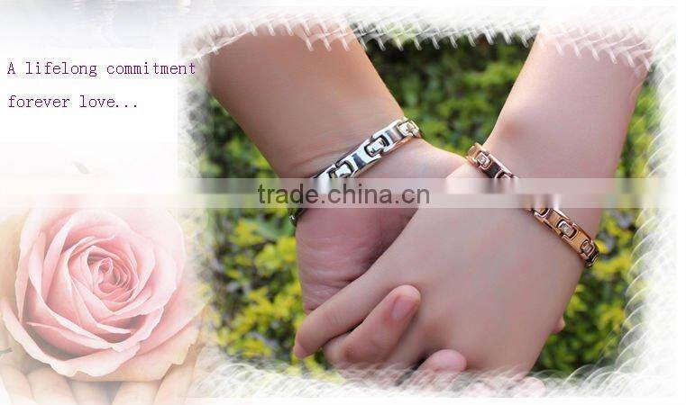 gold and white pure titanium diamond lovers popular bracelet