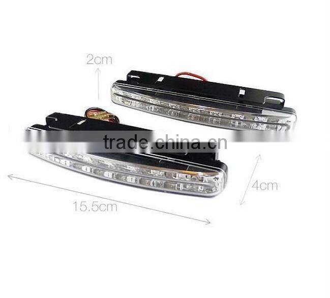 High quality Moderate Brightness A Pair of 8 White LED Car Daytime Running Lights