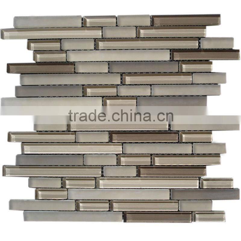Frosted linear longart mosaic glass tiles HG-CDT407