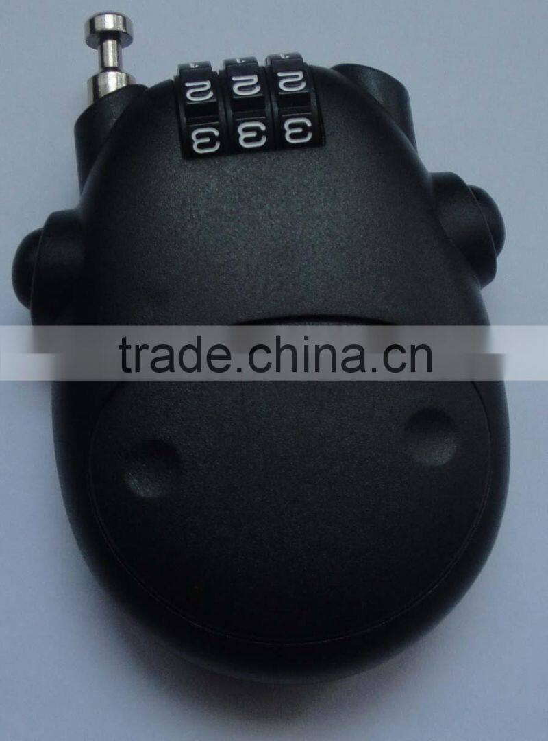 3-dial combination cable computer lock ,Security combination steel Cable Lock ,Retractable steel cable combination lock