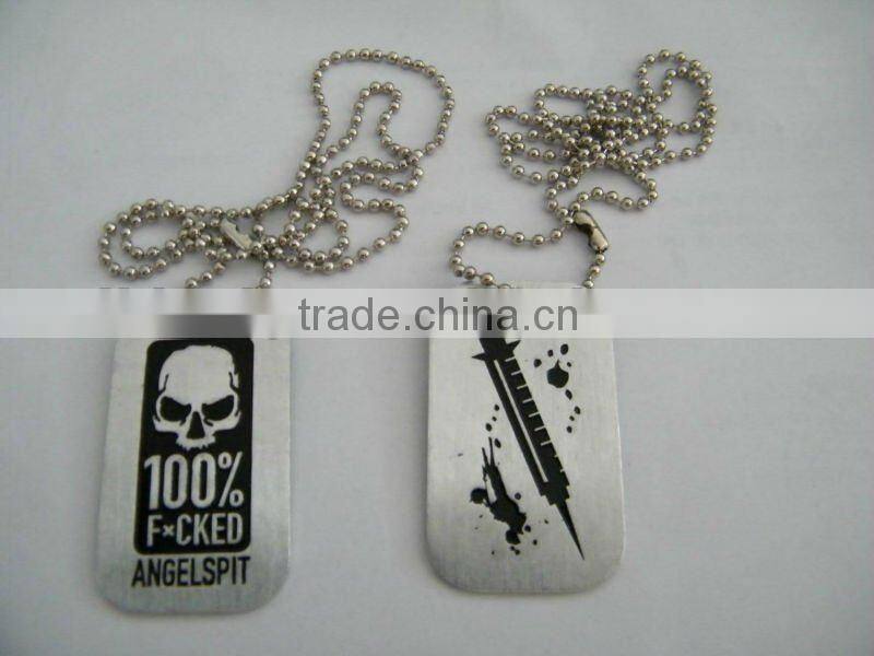 engraved aluminum dog tag, tag necklace, dog tag with soft enamel