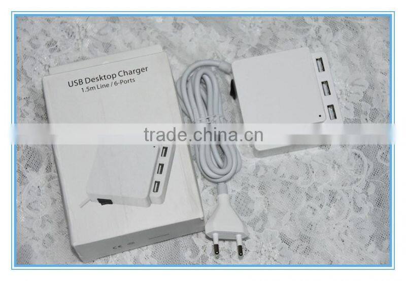6 port AC power usb travel charger socket for for Iphone, Ipad, Samsung, Nexus, HTC, Sony and More