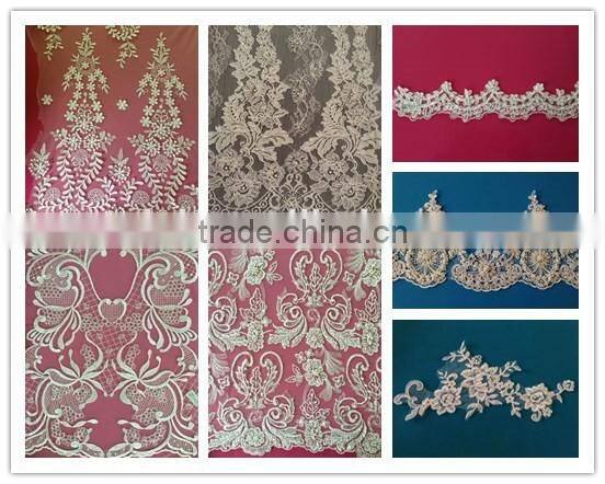 3D Rose flowers lace bridal lace fabric with sequin