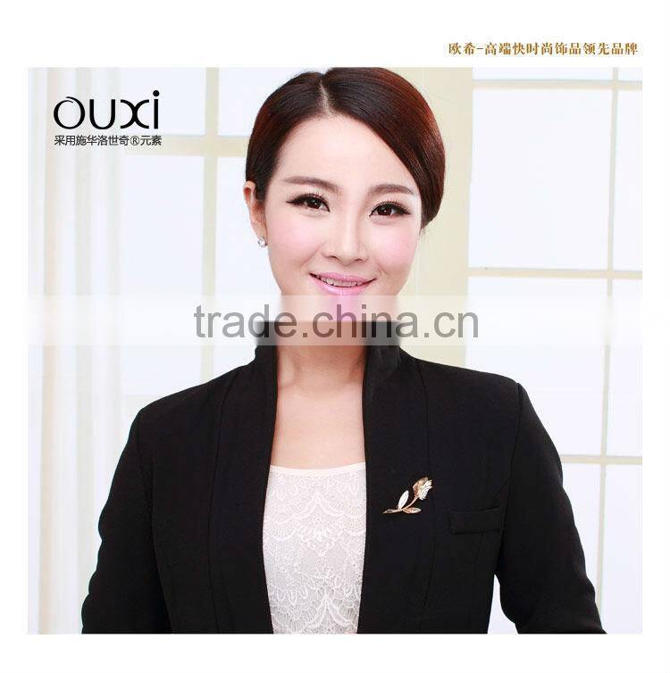 OUXI Fashion zircon flower rhinestone brooch 60079