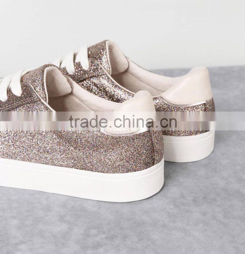 pink glitter lace up vulcanized shoe women sneakers cheap casual canvas shoes women ladies 2016