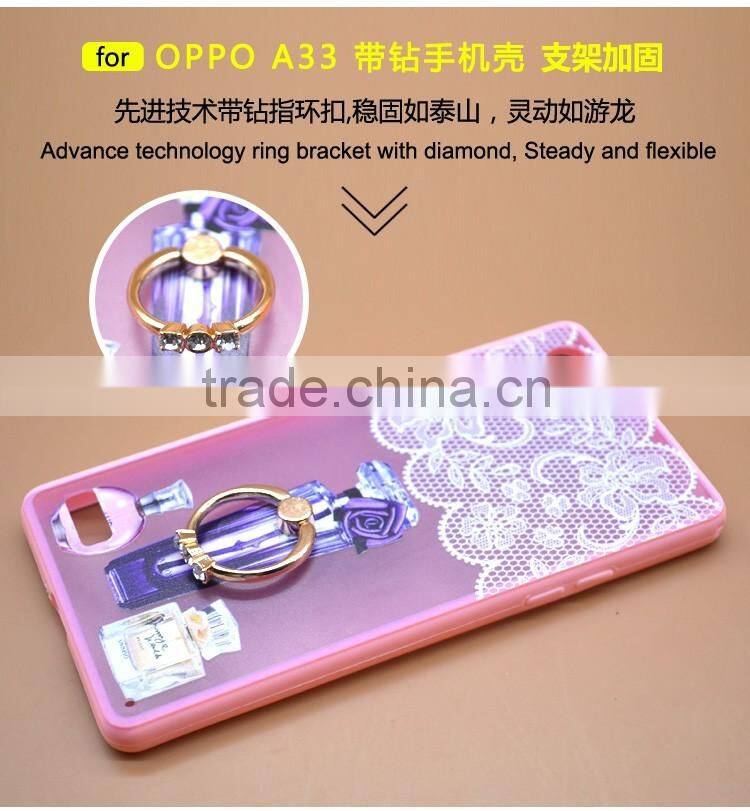 Luxury Perfume Series Printing With Diamond Ring Bracket TPU+PC Phone Case For Oppo A33