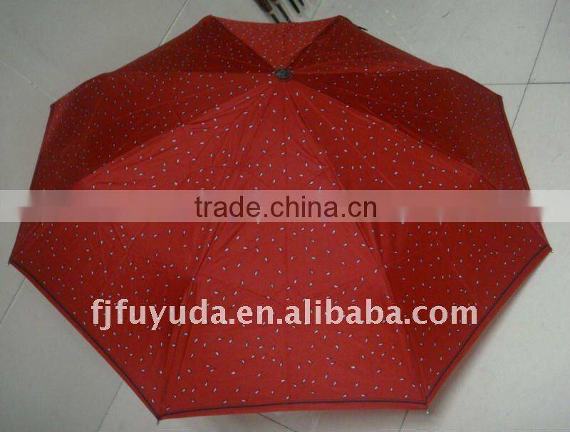 printed pocket auto open and close 3 foldable umbrella