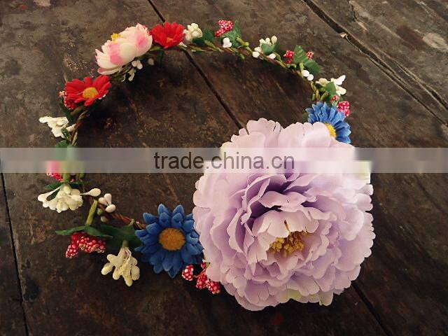 Artificial Hawaii Flower Bridal Party Woman Girls Flower Wreath Hair Accessory