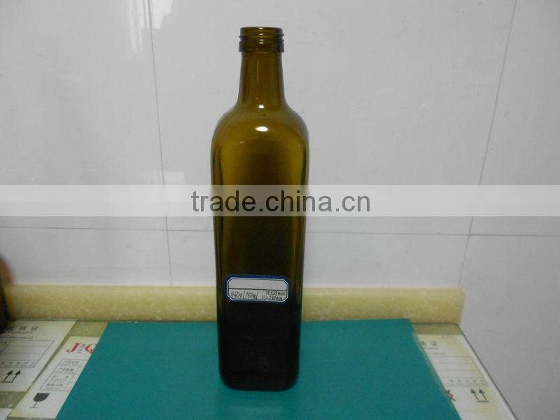 750ml marasca type dark green glass olive oil bottle