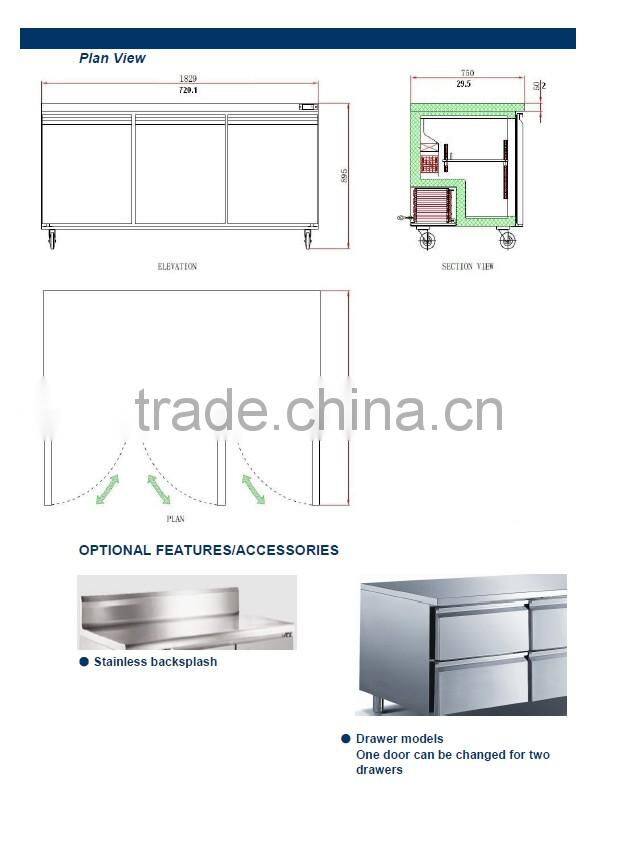 Undercounter refrigerator, commercial kitchen supply_TUC72R