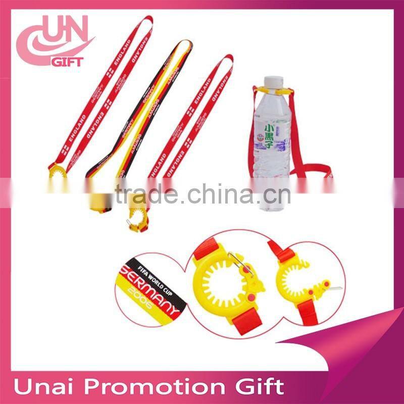 Promotional High Quality Fabric Bottle Holder Lanyard With Zipper
