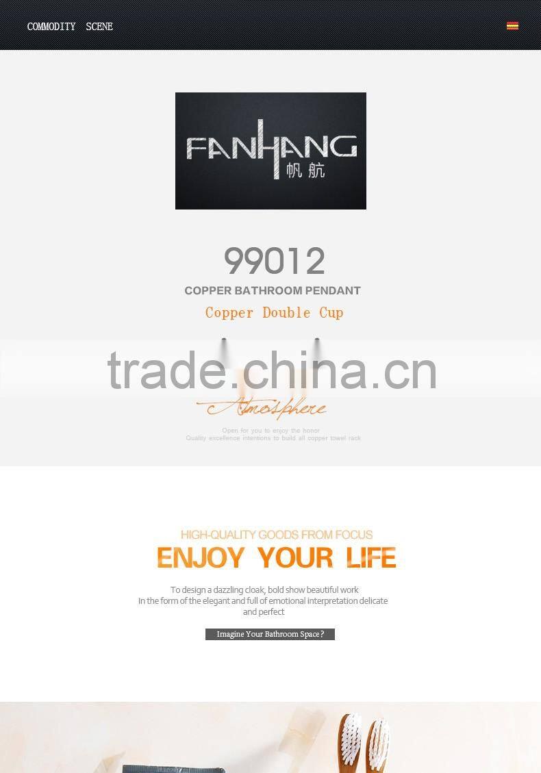 bathroom accessory with brass fancy double tumbler holder for hotel family use.