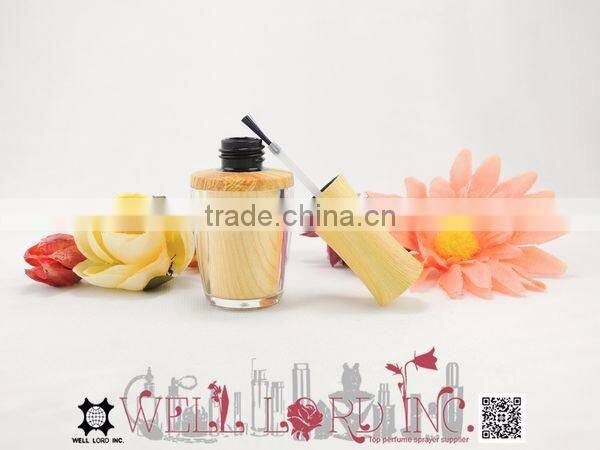 10ml wooden styple cap clear plastic cylinder nail polish bottle