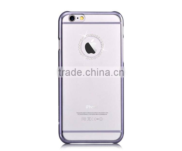 Electroplating PC Hard Case Crystal Jewelry Hard Back Screen Cover for iPhone 6/6s Plus