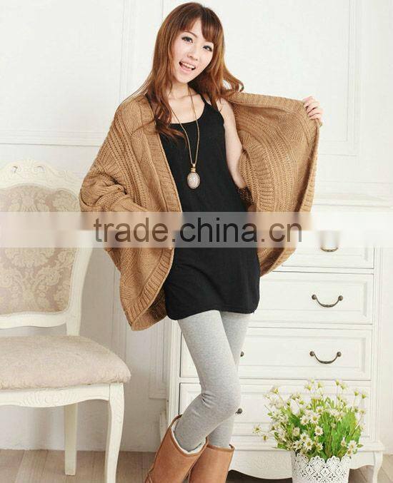 12STC0665 bat-wing sleeve womens knitted sweater poncho