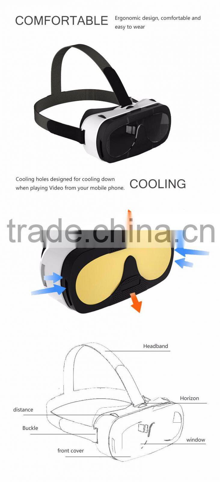 2016 HTOMT VR PARK V3 Portable VR Glasses 3D Virtual Reality Headset VR BOX Google