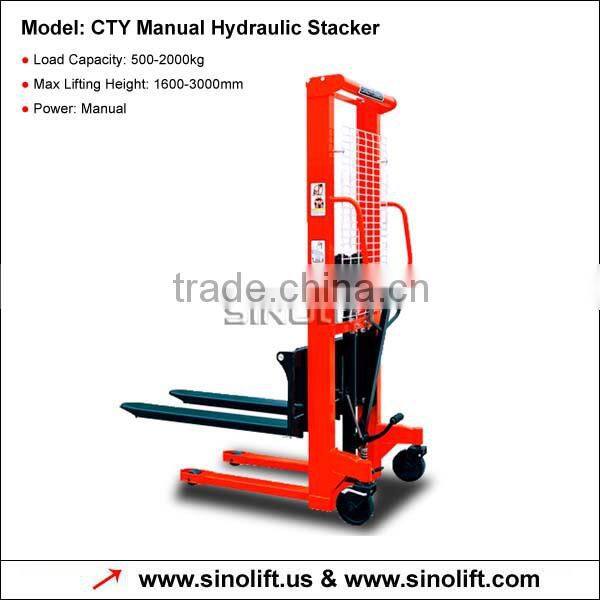 Hot! Sinolift CTY Single or Duplex Mast Manual Hydraulic Stacker
