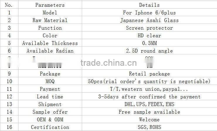 Wholesale mobile phone accessories!!! 3D Full Coverage Tempered Glass Screen Protector For iPhone 6