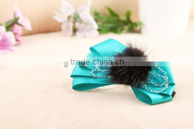 Luxury mink fur hair bow hair accessories for women, girls hair accessories