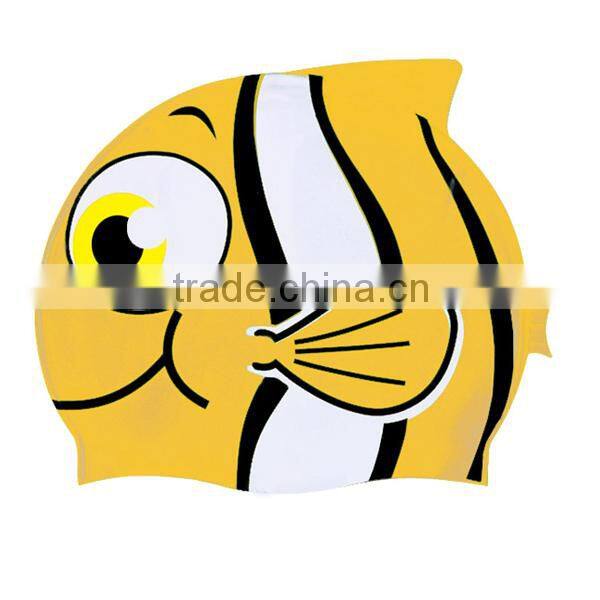 animal print silicon swimming cap,cartoon swim cap hat,children swimming cap