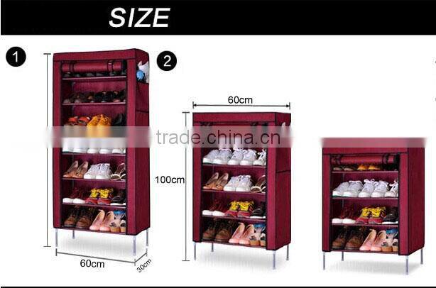 (FH-FC6007)6-layer simple design non woven fabric single row shoe rack
