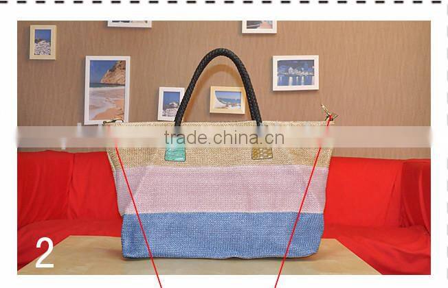 women crochet straw bag natural color real handmade handbag