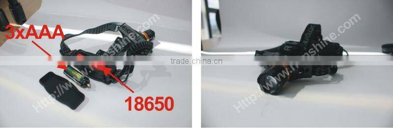 camping led headlamp with super bright led 18650 battery