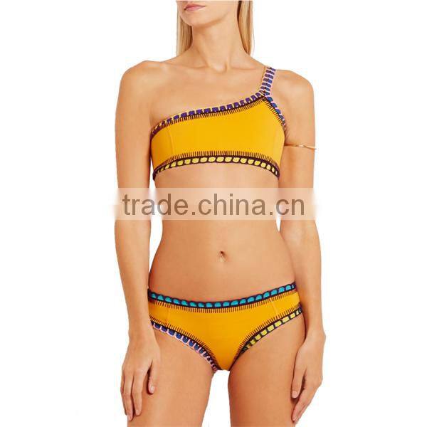 2016 xxx hot sex bikini one shoulder handmade crochet high waist bikini