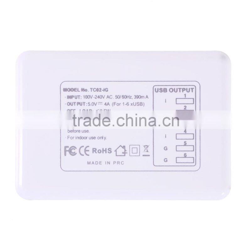 6-Port USB Home Wall Travel AC Charger US UK EU AU for iPhone-iPad Smartphones