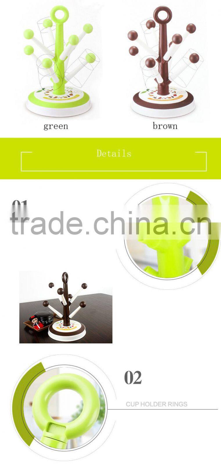 Mug Hooks Stand Tree organizer 8 pcs Racks Kitchen Cup Holder Coffee Tea Home Collection