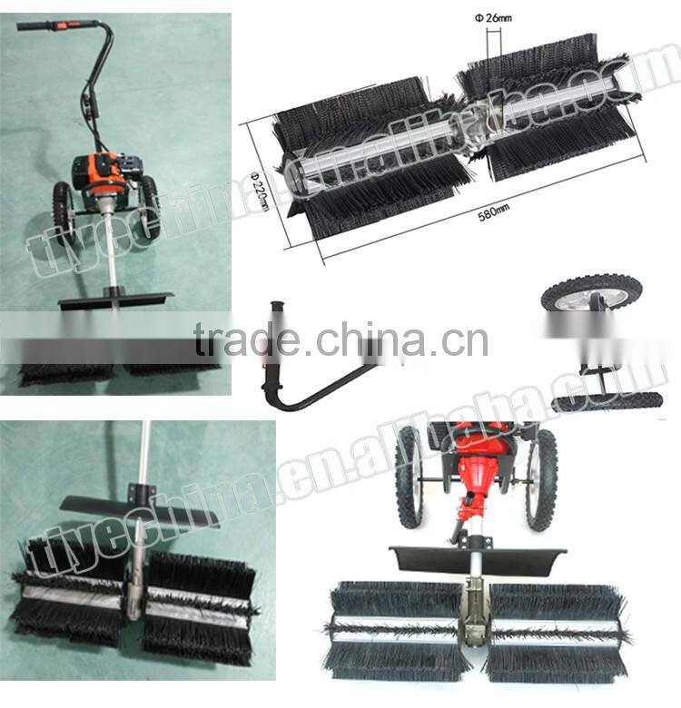 Gasoline Hand Push Sweeper With Two Wheels Multi Brush Cutter