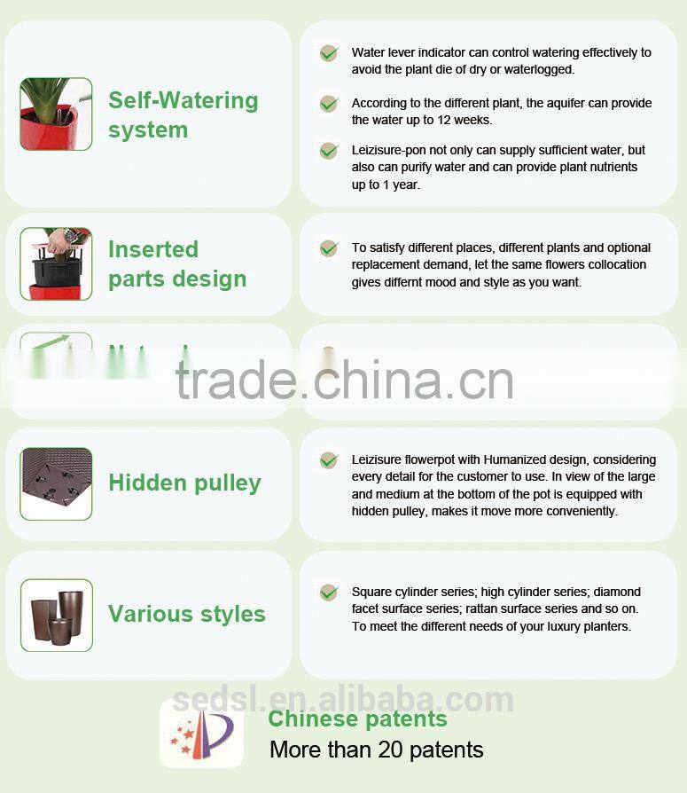 Silver Top quality cup shaped PP selfwatering computer hanging plastic flowerpot BZ01